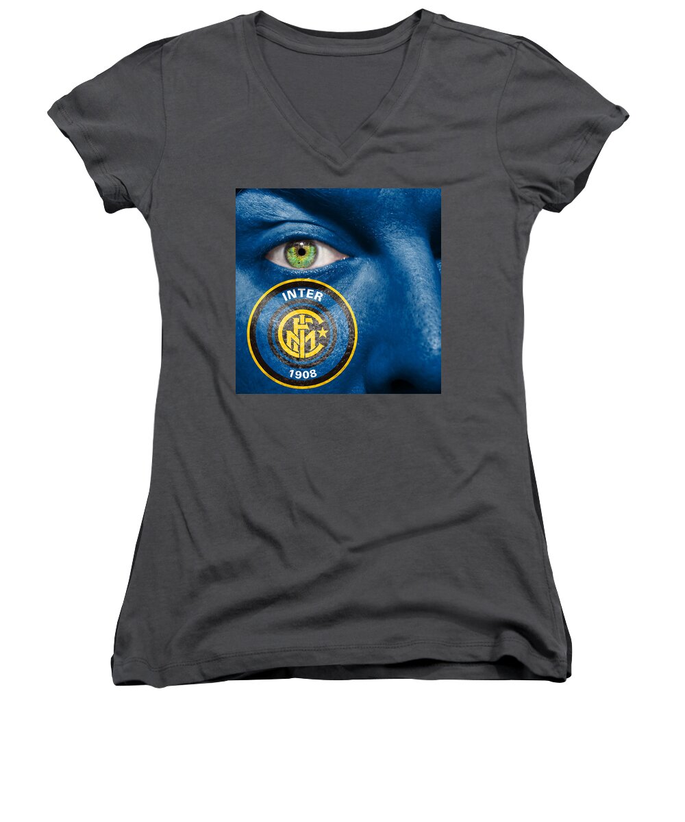 1908 Women's V-Neck featuring the photograph Go Inter Milan by Semmick Photo