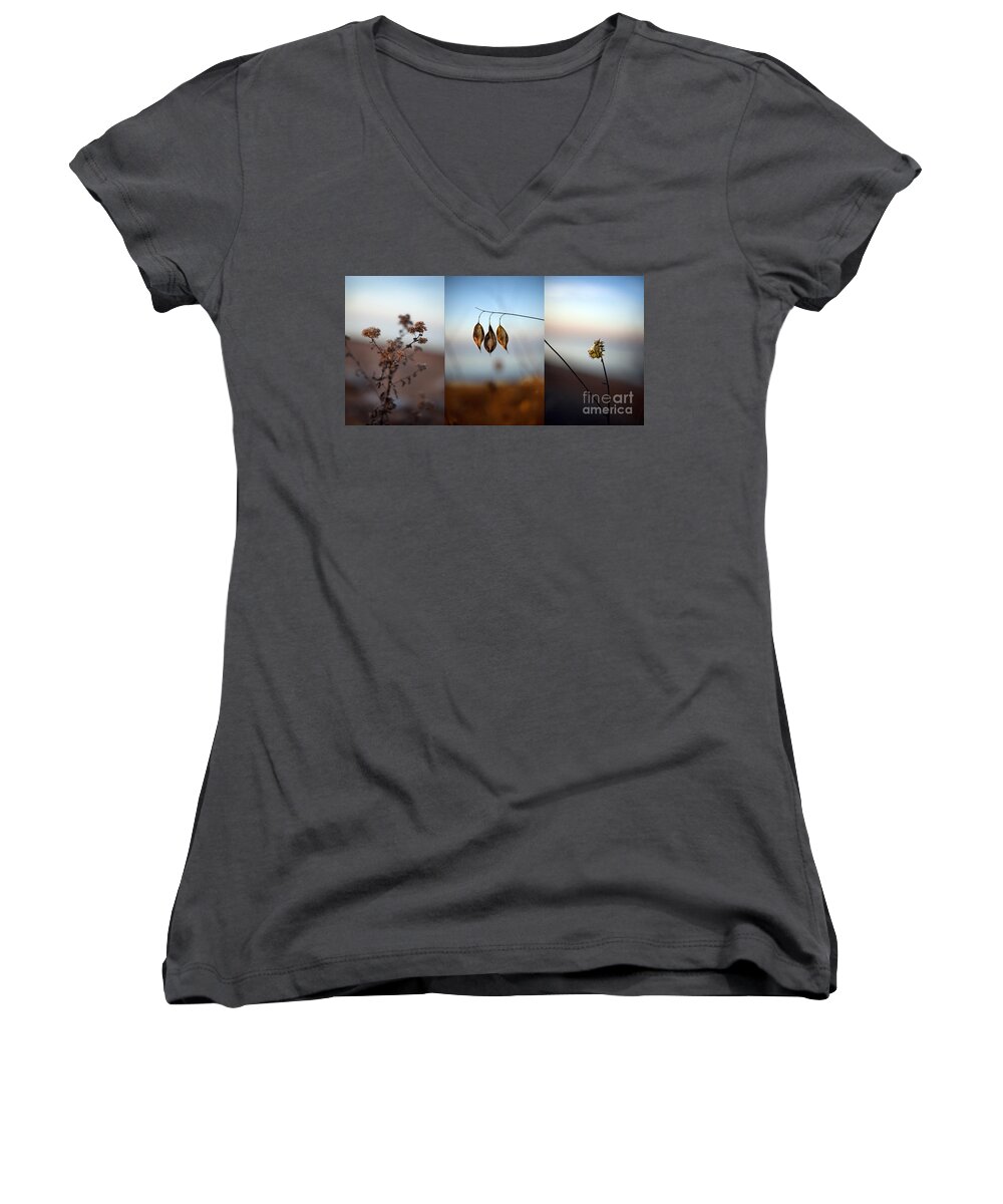 Weeds Women's V-Neck featuring the photograph Grown from the Lake Bottom by Greg Kopriva