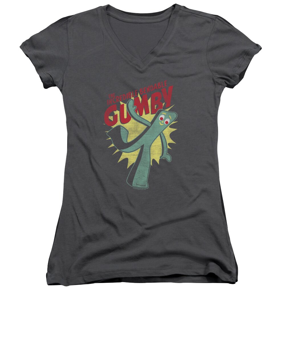 Gumby Women's V-Neck featuring the digital art Gumby - Bendable by Brand A