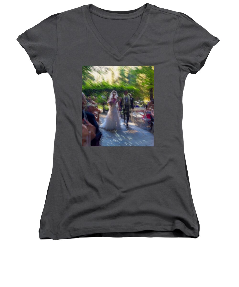 Impressionist Women's V-Neck featuring the photograph Happily Ever After by Alex Lapidus