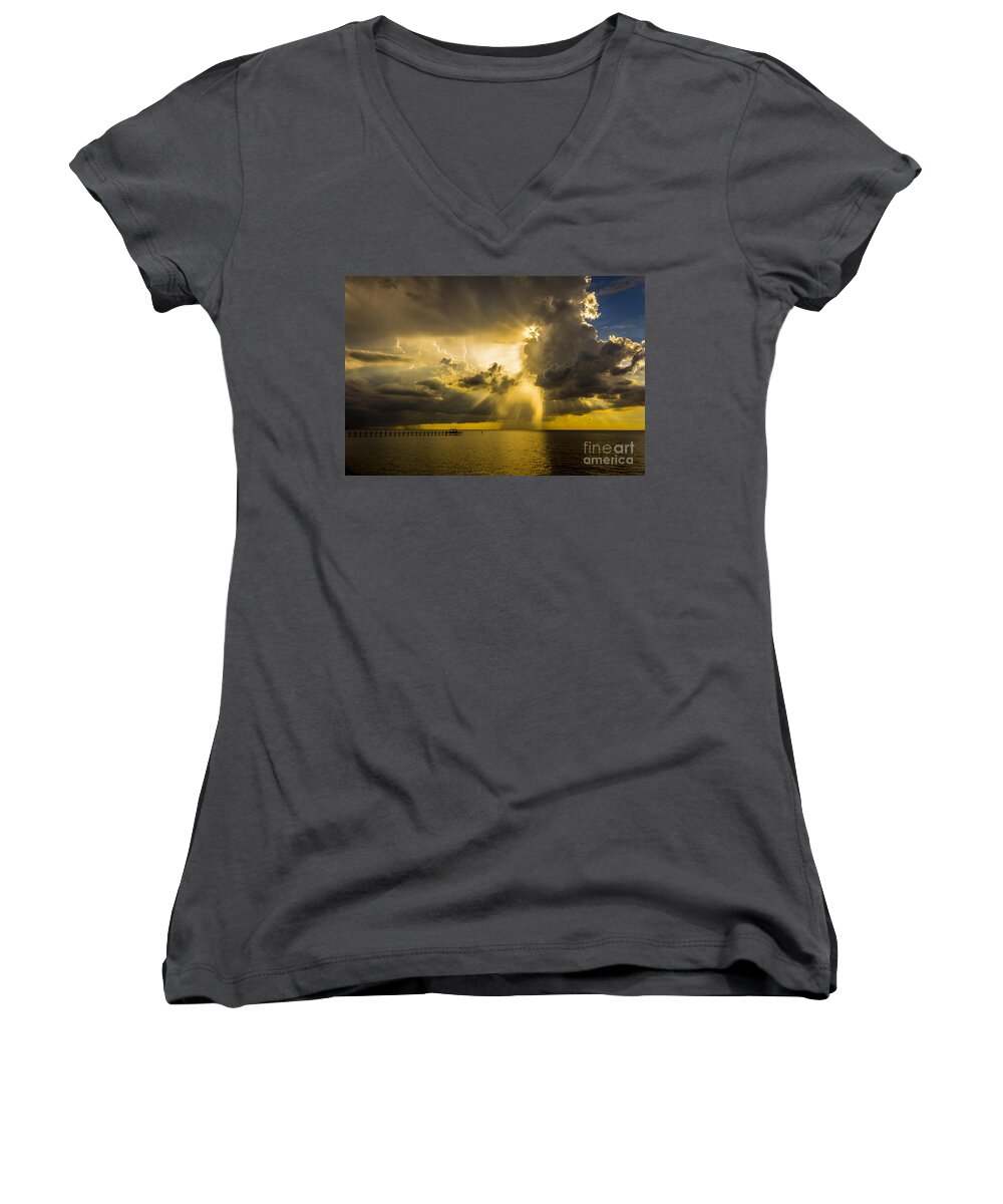 Clouds Women's V-Neck featuring the photograph Heavens Window by Marvin Spates