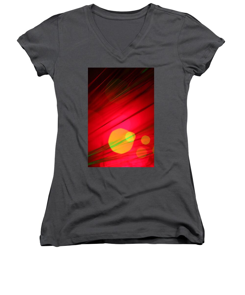 Abstract Women's V-Neck featuring the photograph Here Comes the Sun by Dazzle Zazz