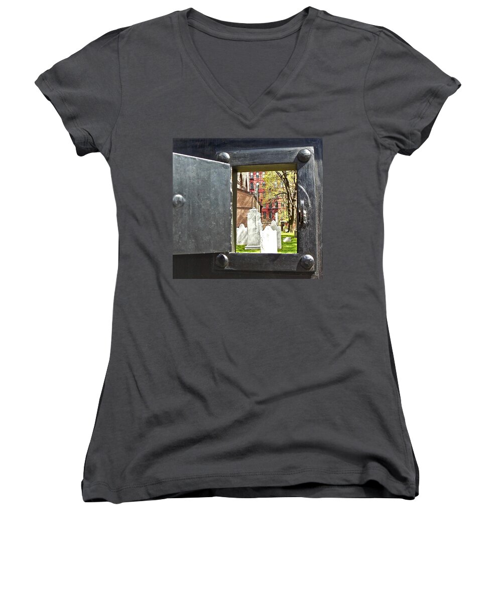 New York City Cemetery Women's V-Neck featuring the photograph Hidden New York by Joan Reese
