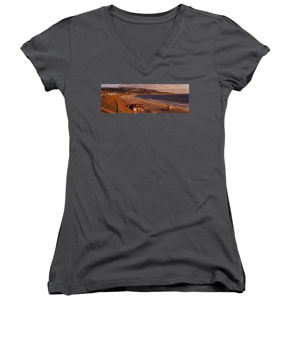 Photography Women's V-Neck featuring the photograph High Angle View Of A Coastline, Redondo by Panoramic Images