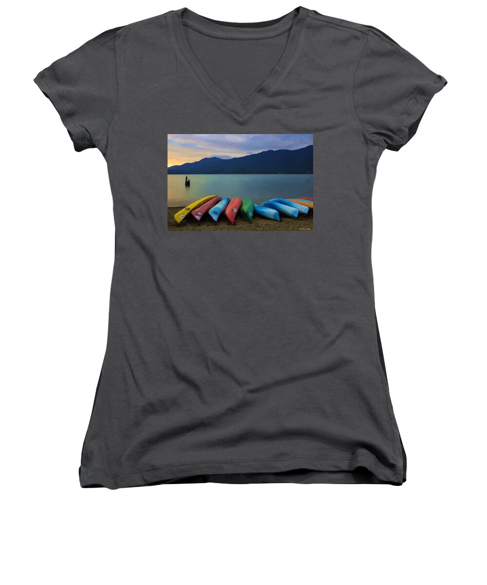 Lake Women's V-Neck featuring the photograph Holding On To Summer by Heidi Smith