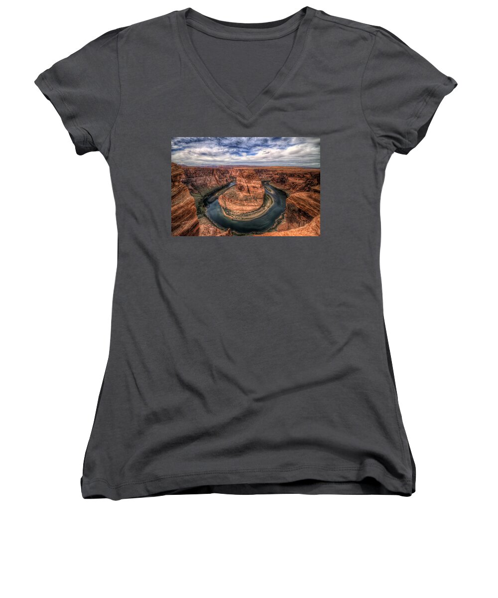 Granger Photography Women's V-Neck featuring the photograph Horseshoe Bend by Brad Granger