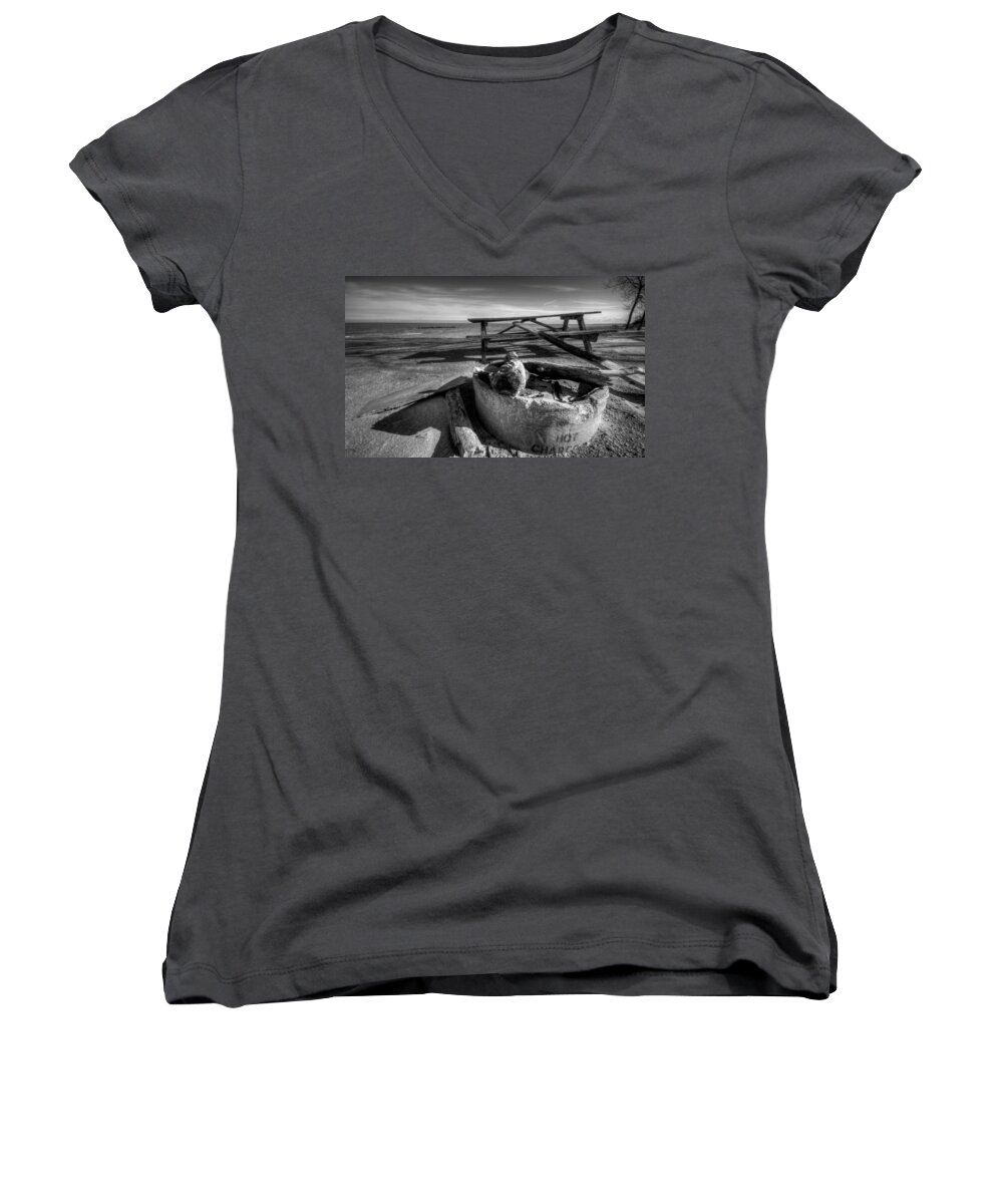Beach Women's V-Neck featuring the photograph Hot Coals by David Dufresne