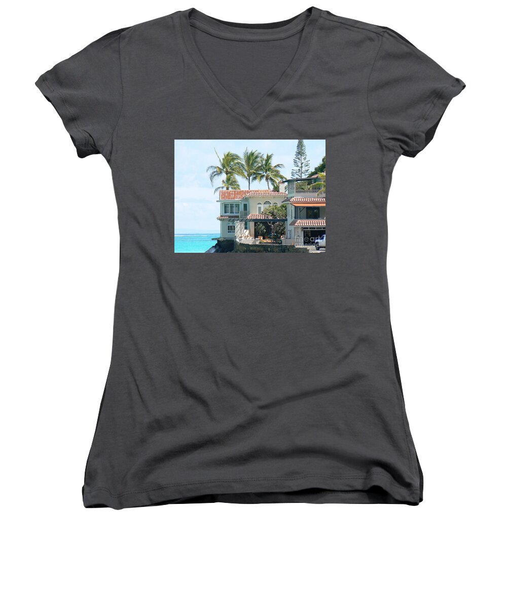 Island Women's V-Neck featuring the photograph House at Land's End by Dona Dugay