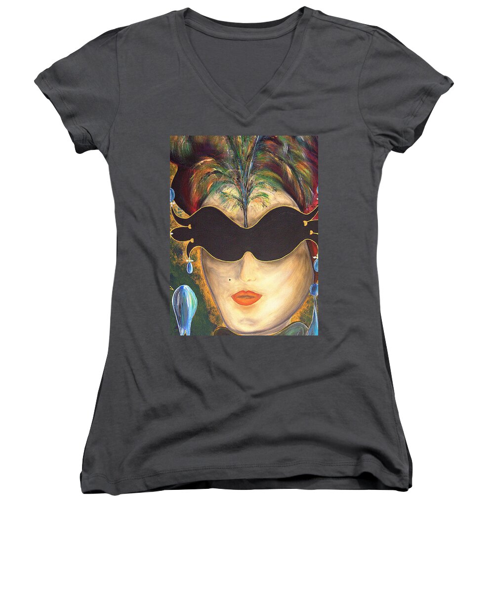 Carnival Women's V-Neck featuring the painting I put a spell on you by Jolanta Anna Karolska