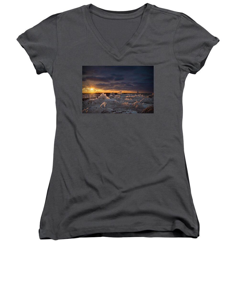 Ice Women's V-Neck featuring the photograph Ice Fields by James Meyer