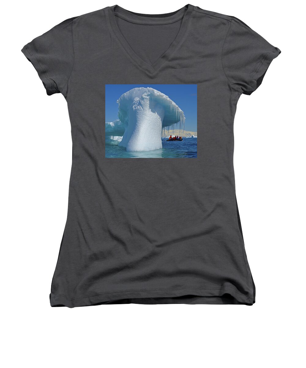 Ice Women's V-Neck featuring the photograph Icicles for two by Tony Beck