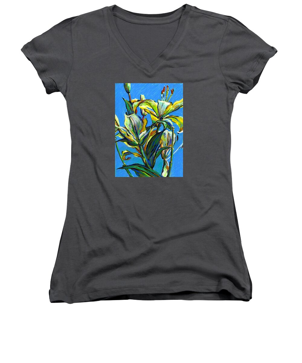 Contemporary Painting Women's V-Neck featuring the painting Illuminated by Tanya Filichkin