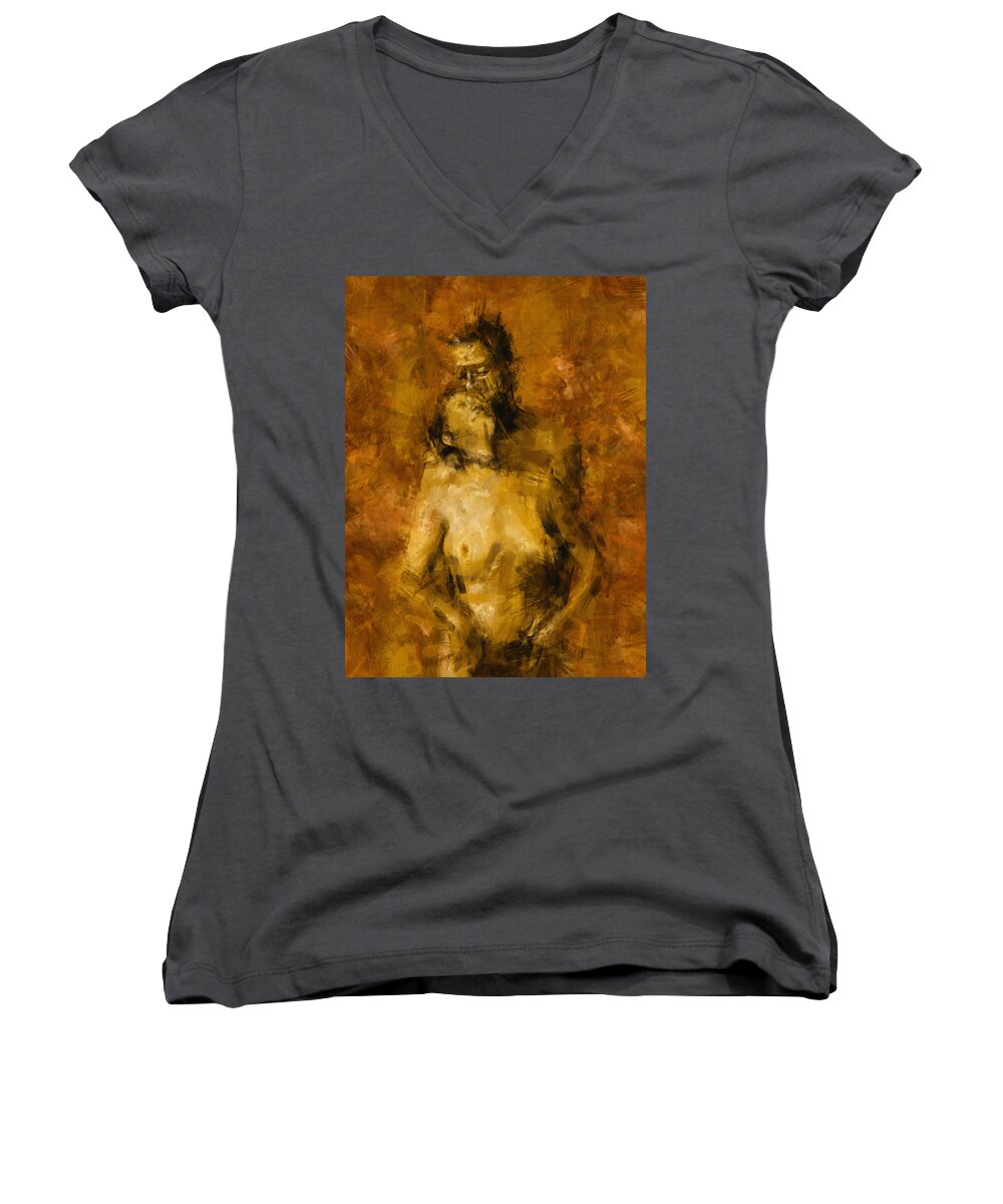 Nude Women's V-Neck featuring the photograph I'm Yours Forever by Kurt Van Wagner