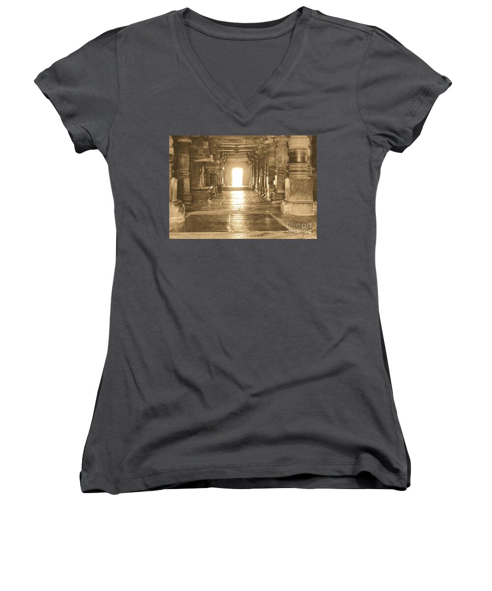 Indian Temple Women's V-Neck featuring the photograph Indian Temple by Mini Arora