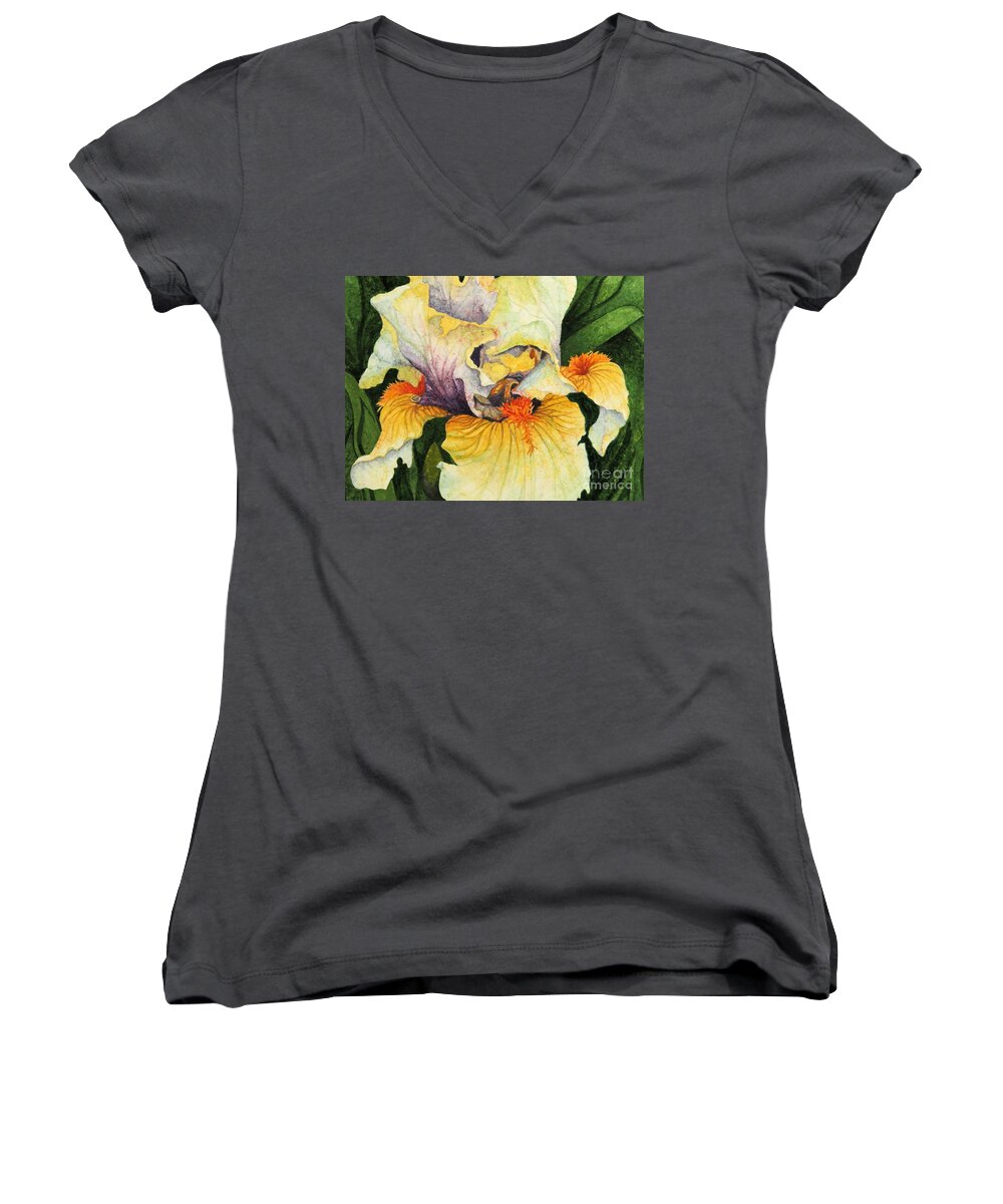 Iris Women's V-Neck featuring the painting Inner Beauty by Barbara Jewell