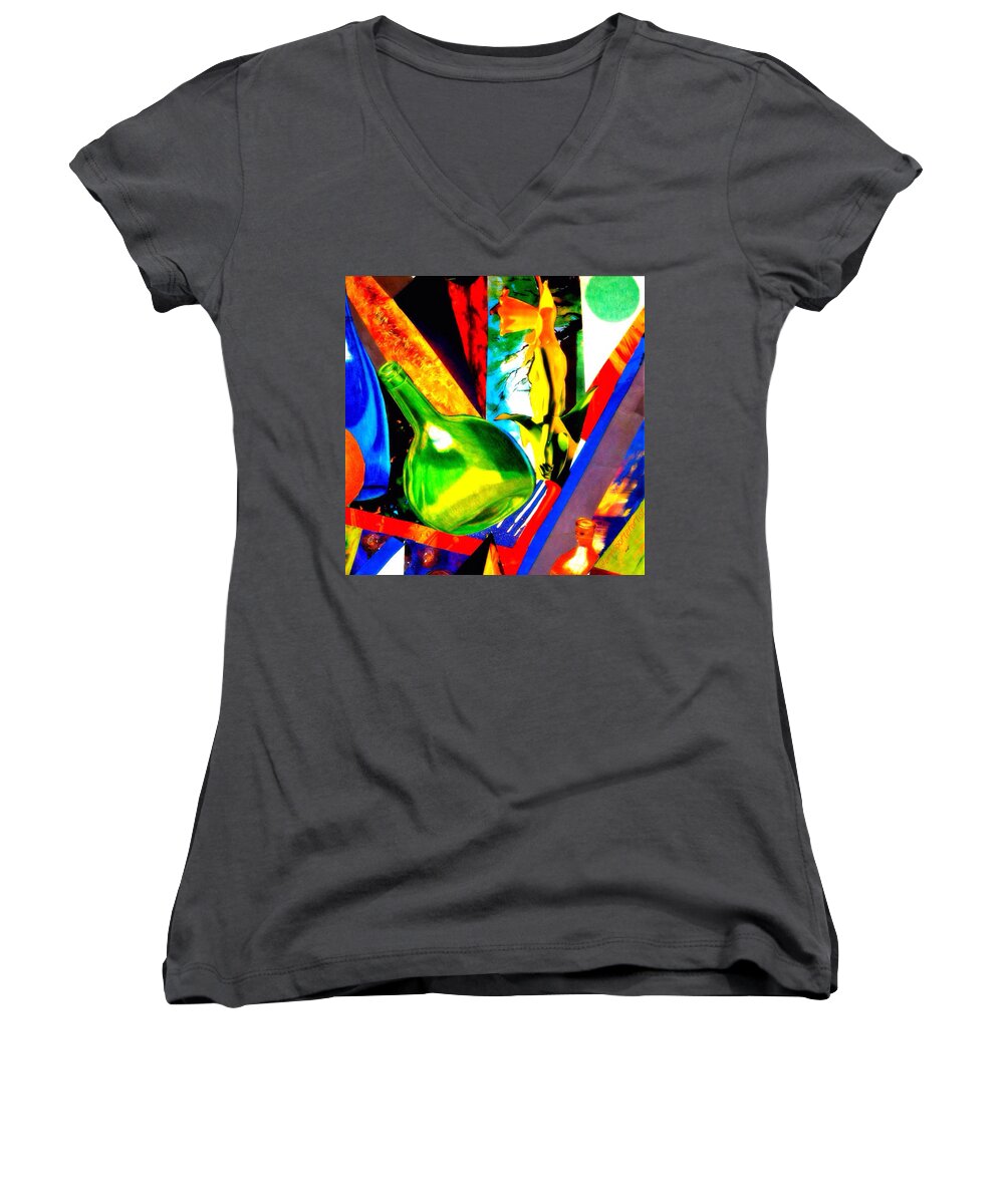 Intersections Abstract Collage Women's V-Neck featuring the photograph Intersections abstract collage by Anna Porter