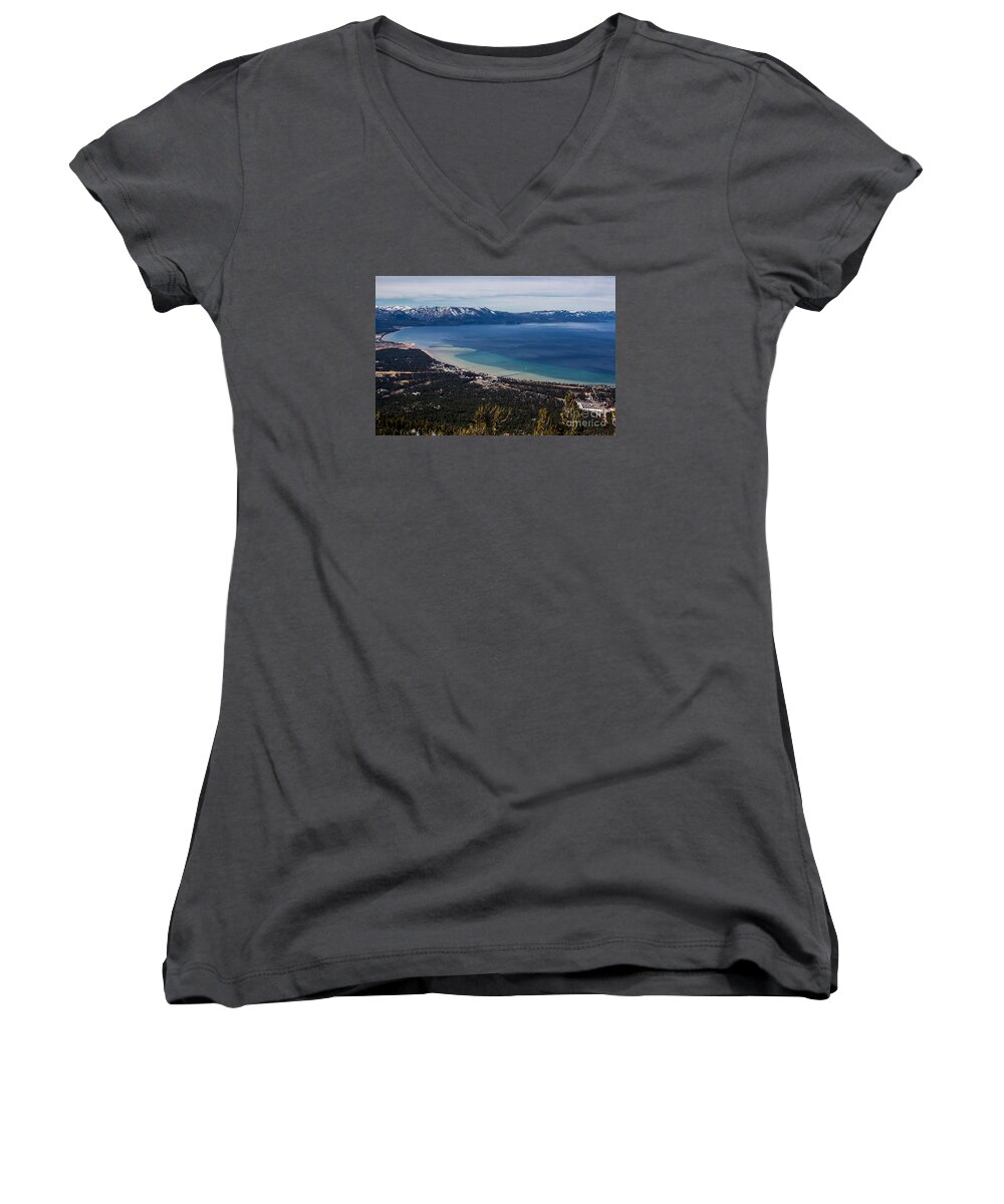 Lake Tahoe Women's V-Neck featuring the photograph Into The Blue by Suzanne Luft