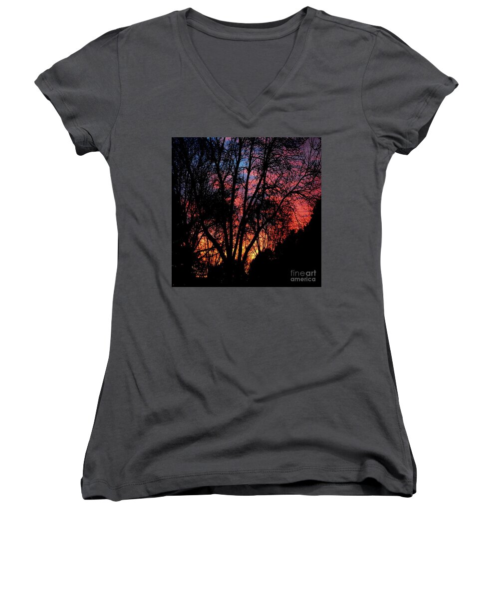 Dawn Women's V-Neck featuring the photograph January Dawn by Luther Fine Art