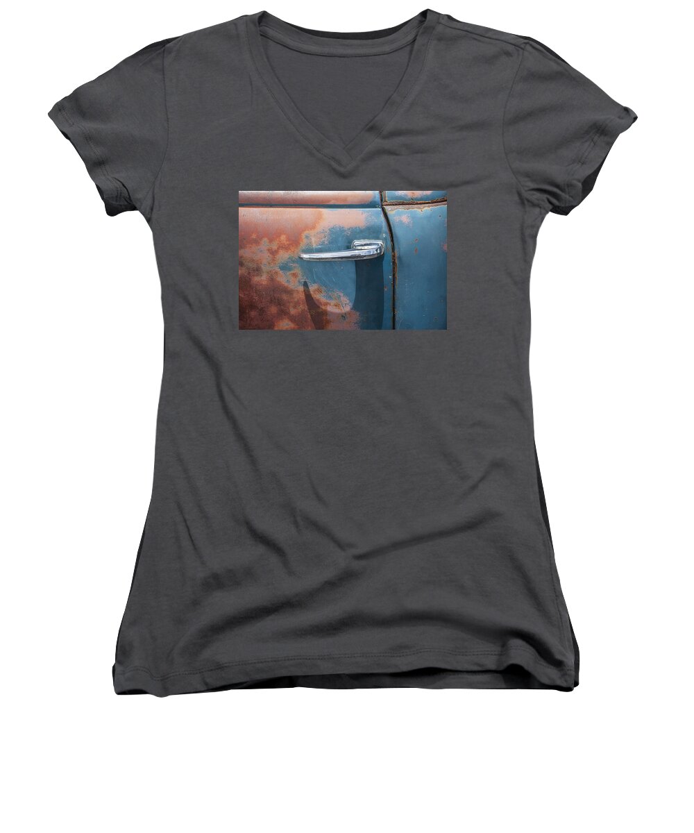 1949 Chevrolet Women's V-Neck featuring the photograph Just a Little Wax by Rich Franco