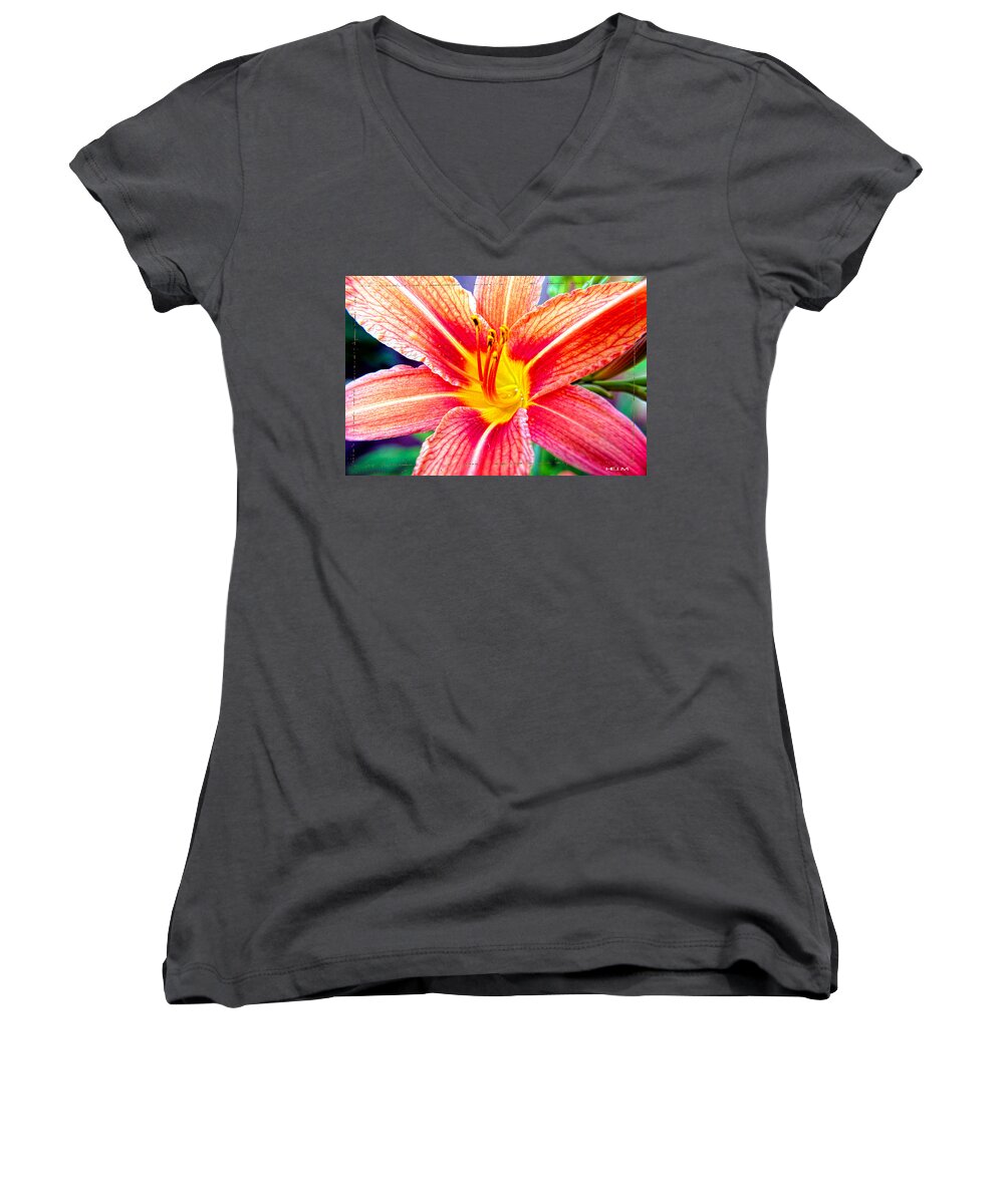 Lily's Photographs Women's V-Neck featuring the photograph Just another Day Lilly by Mayhem Mediums