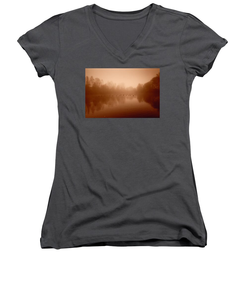 Geese Women's V-Neck featuring the photograph Just Fine Thanks by Monte Arnold