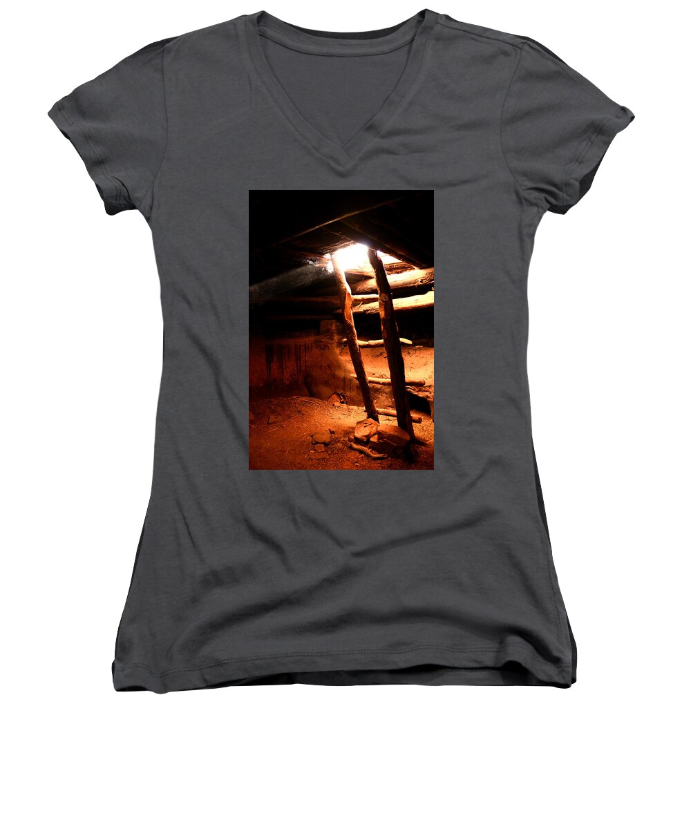 Kiva Women's V-Neck featuring the photograph Kiva Ladder by Tranquil Light Photography