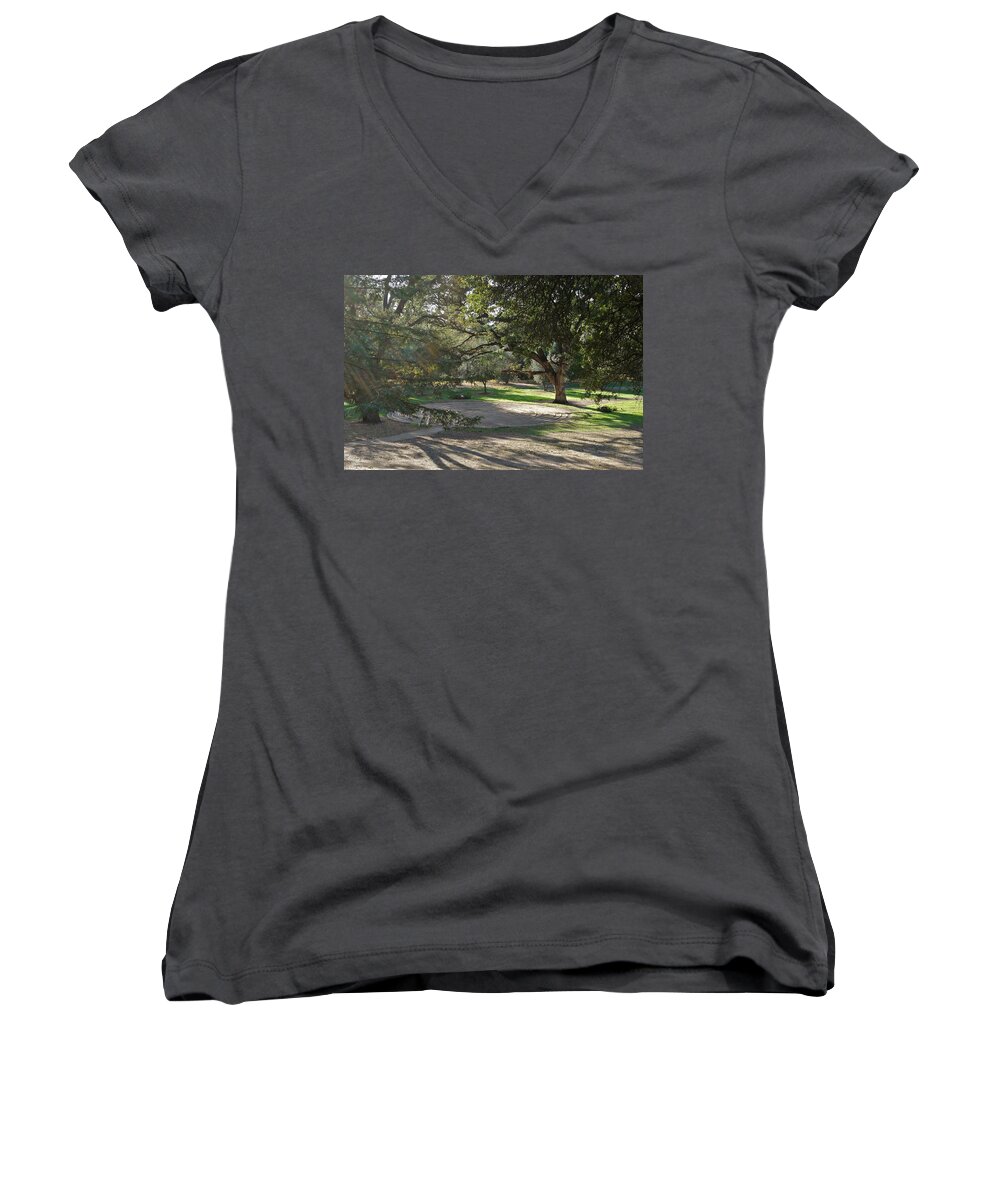 Labyrinth Women's V-Neck featuring the photograph Labyrinth Retreat by Michele Myers