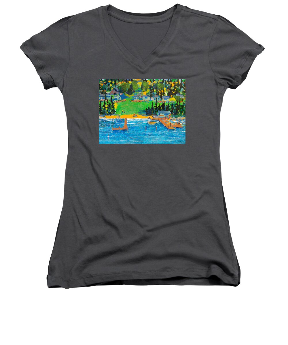 Beach Women's V-Neck featuring the painting Late in the Season by Rodger Ellingson