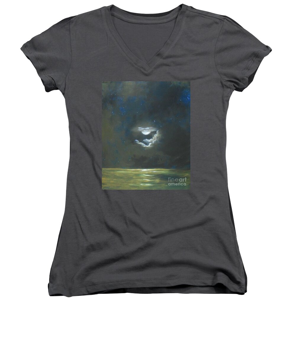 Seascape Women's V-Neck featuring the painting Long Journey Home by Marlene Book