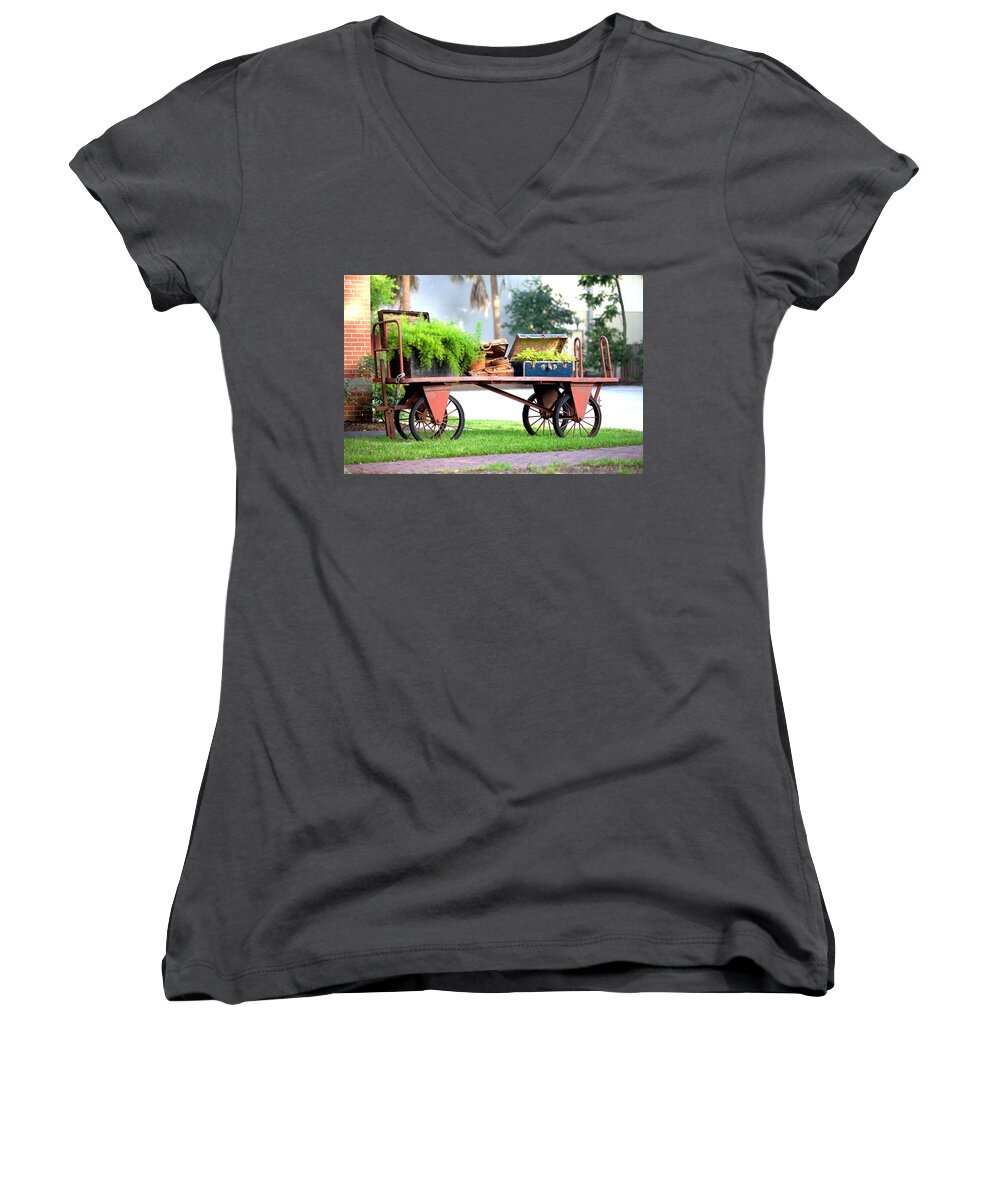5655 Women's V-Neck featuring the photograph Lost Luggage by Gordon Elwell