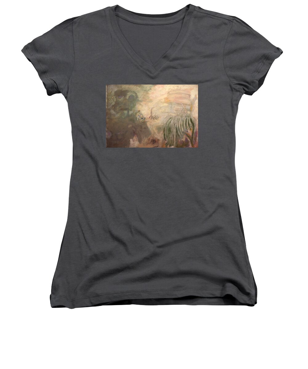 Gouache Women's V-Neck featuring the painting Man and Woman No. A by Richard Baron
