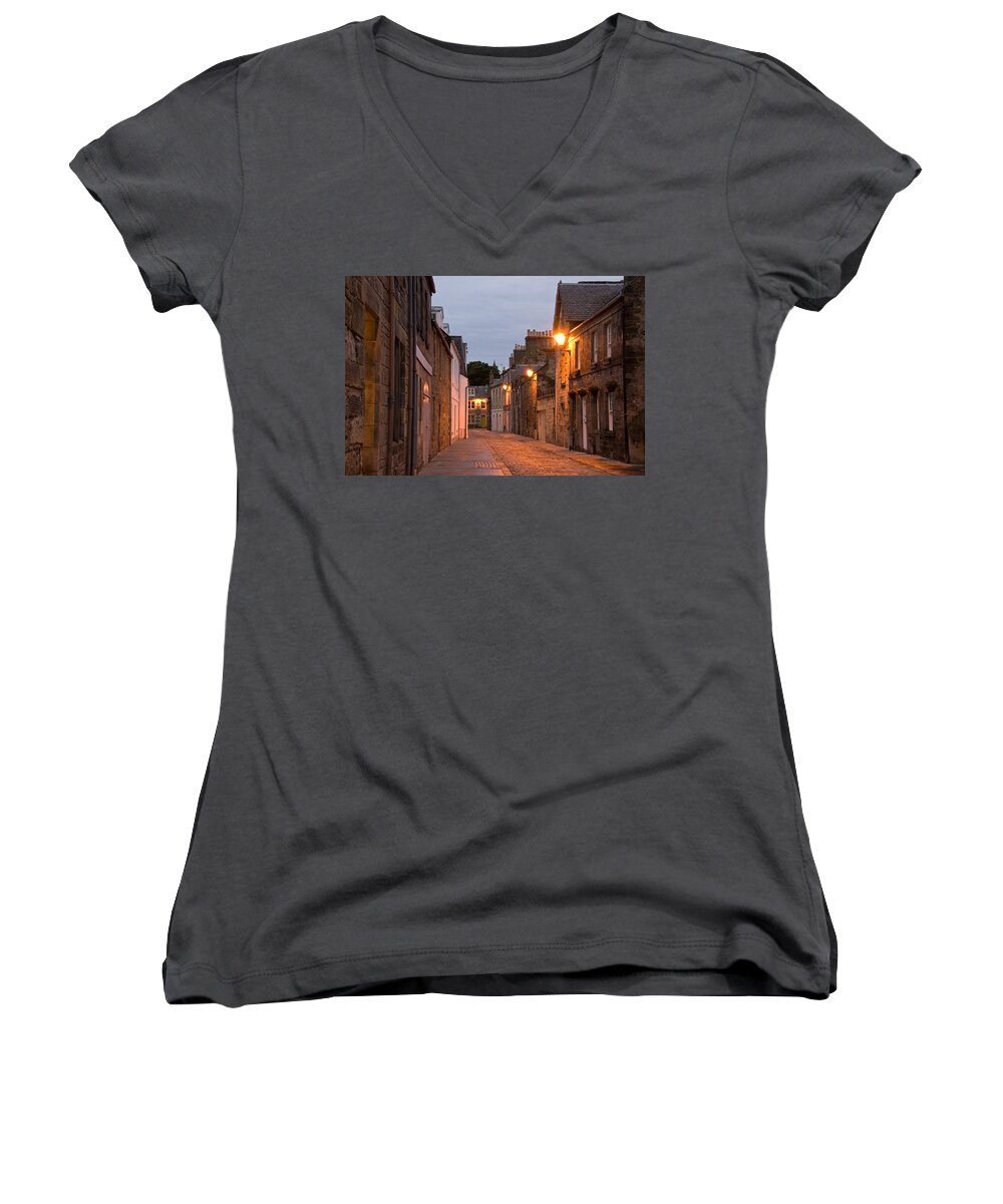 Street Women's V-Neck featuring the photograph Market Street at Dusk by Jeremy Voisey