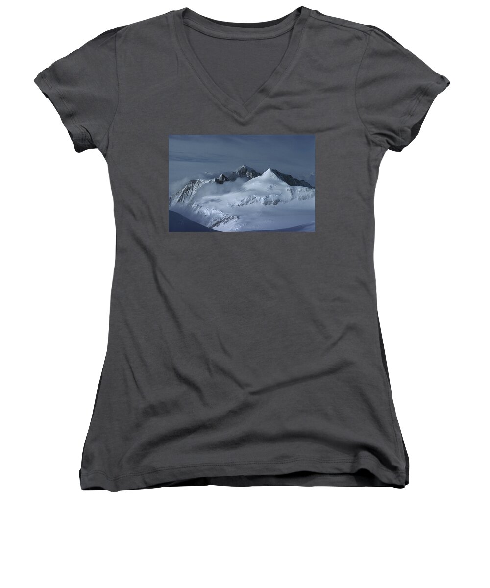 Feb0514 Women's V-Neck featuring the photograph Midnigh Tview From Vinson Massif by Colin Monteath