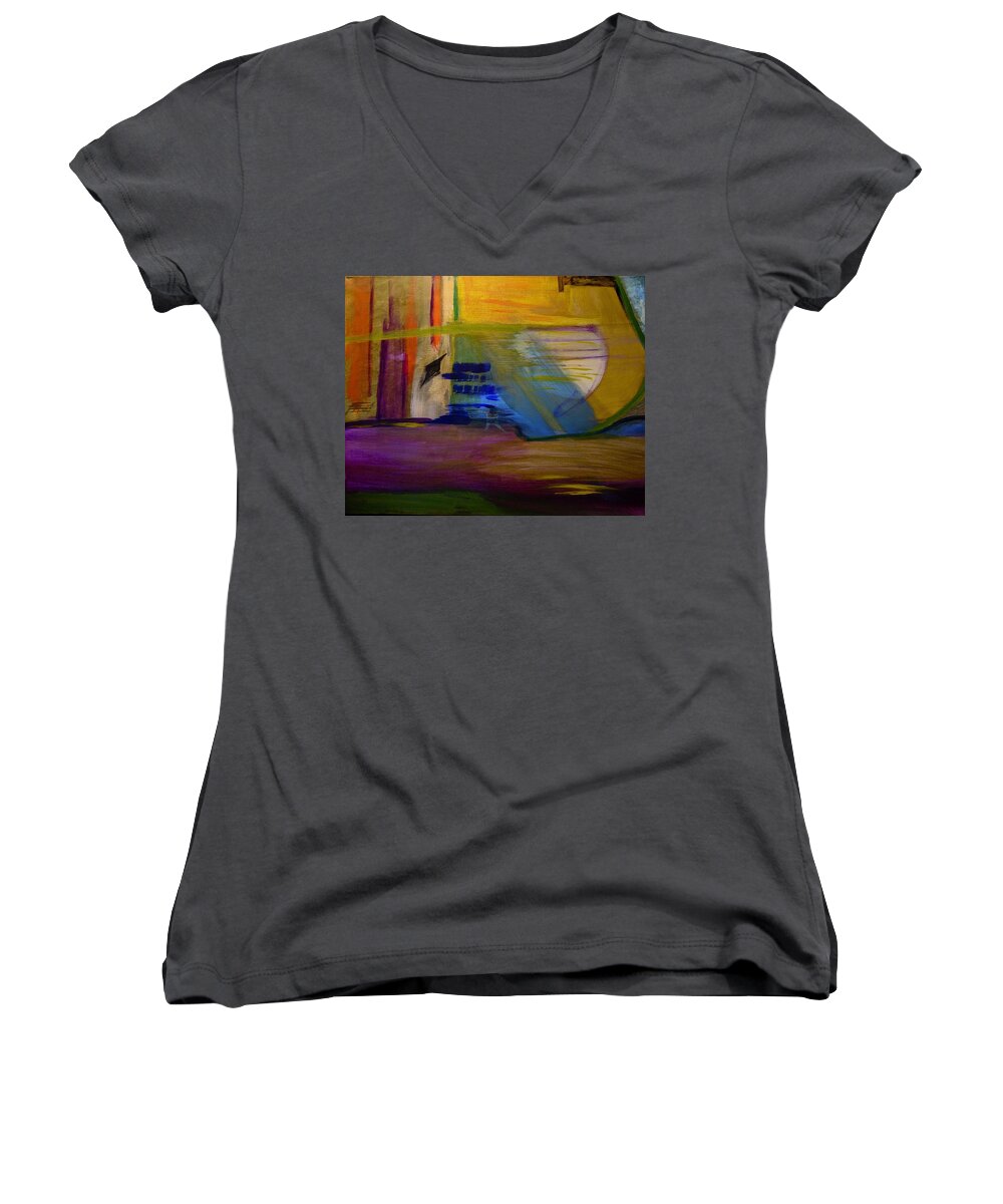 Abstract Women's V-Neck featuring the painting Millenium Park by Dick Bourgault
