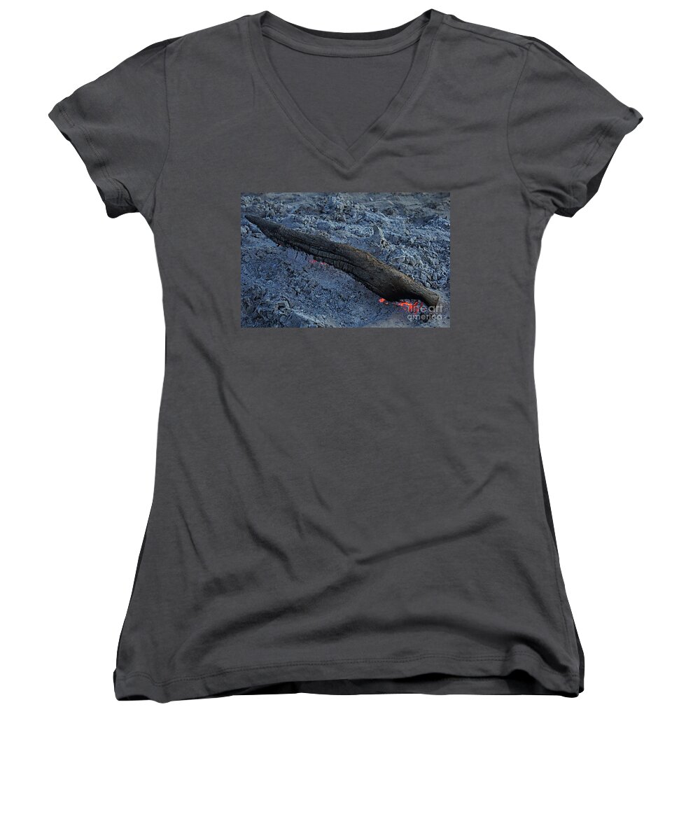 Embers Women's V-Neck featuring the photograph Morning After Embers by Lilliana Mendez