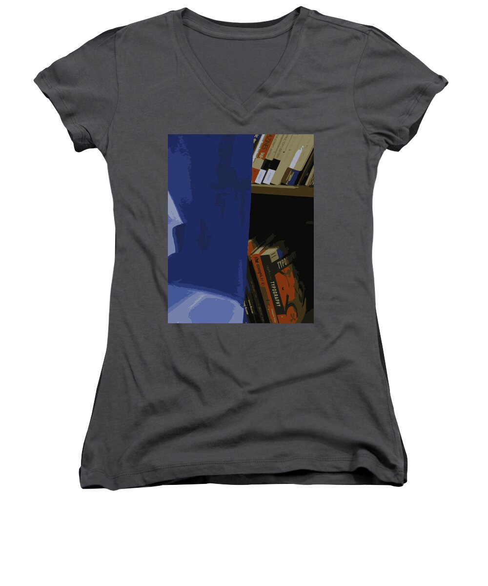 Books Women's V-Neck featuring the photograph Multimedia Books by Shea Holliman