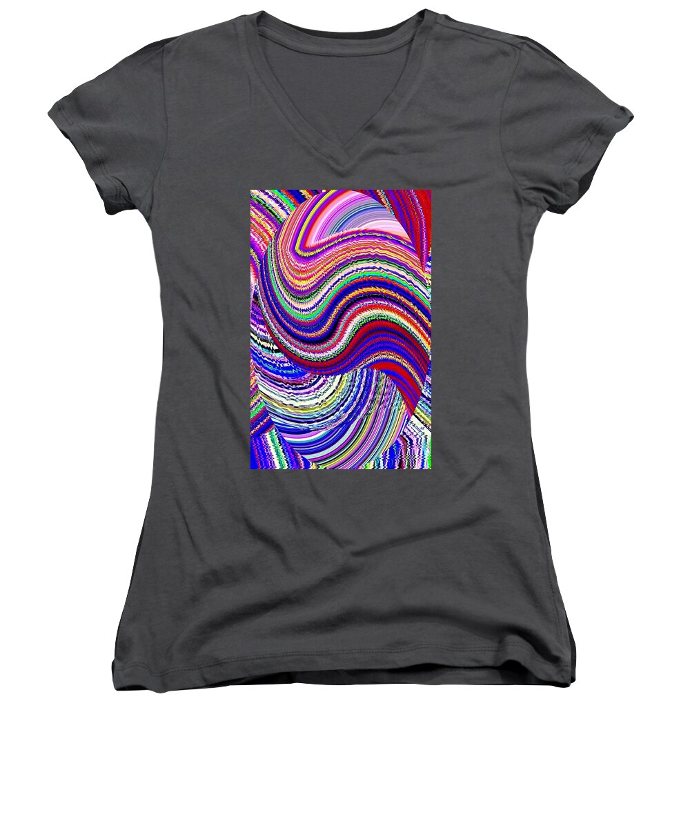 Abstract Women's V-Neck featuring the digital art Music To The Eyes by Will Borden