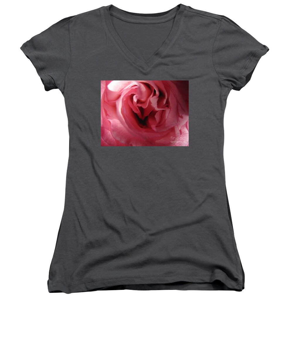 Floral Women's V-Neck featuring the photograph Mystery Pink Rose by Tara Shalton