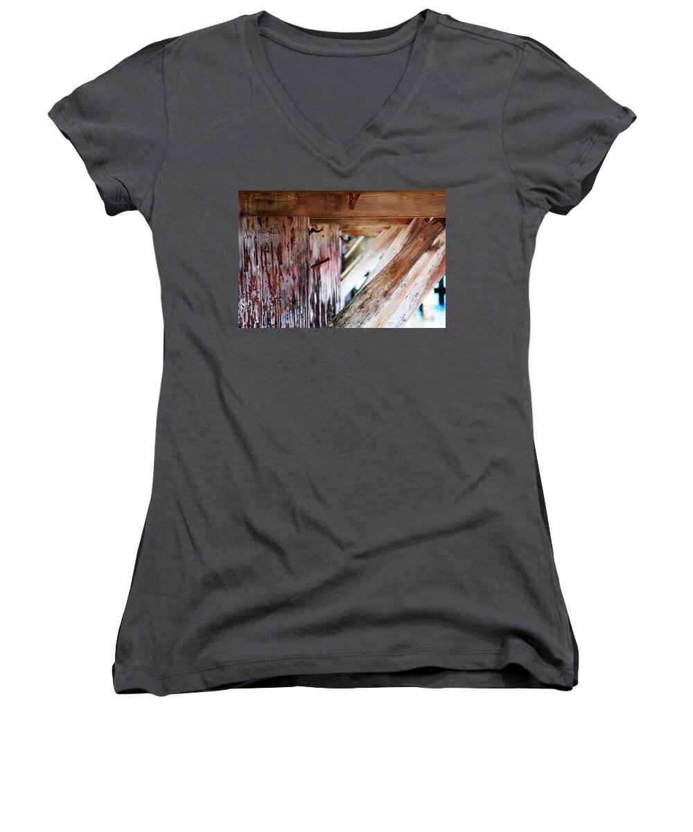 Pier Women's V-Neck featuring the photograph Nailed It by Holly Blunkall