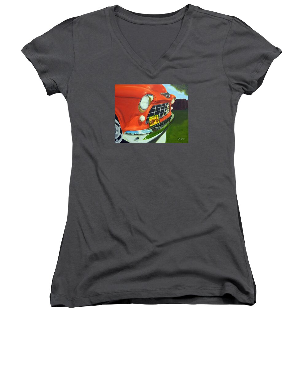 55 Chevy Truck Women's V-Neck featuring the painting Nam Vet by Dean Glorso