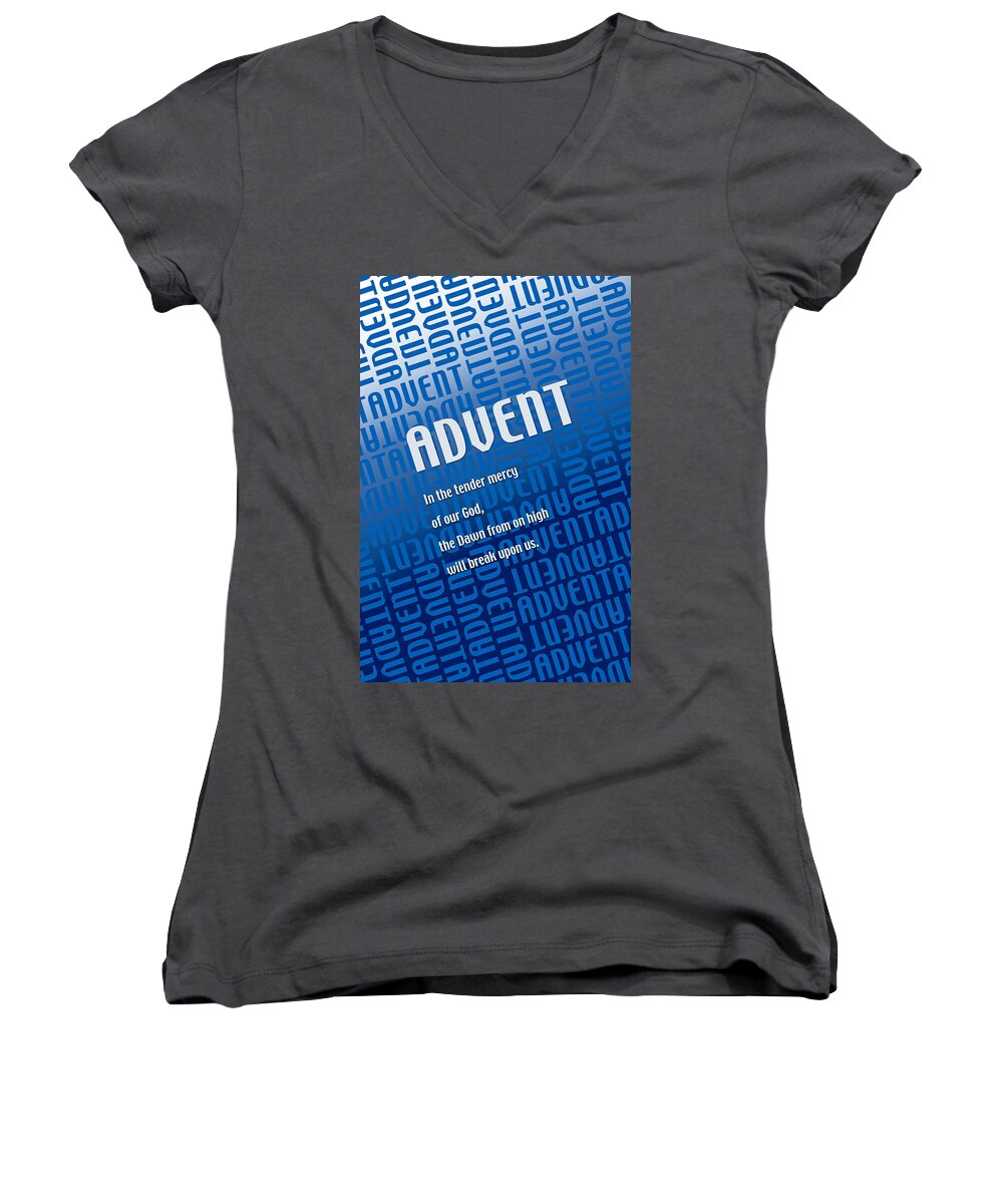 Advent Women's V-Neck featuring the digital art New Dawn by Chuck Mountain