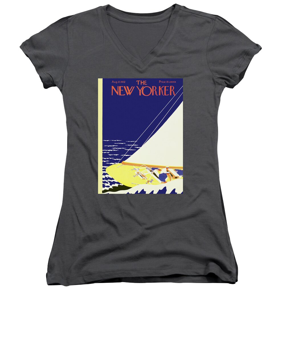 Illustration Women's V-Neck featuring the painting New Yorker August 27 1932 by S Liam Dunne