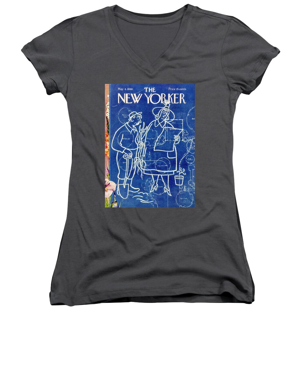 Garden Women's V-Neck featuring the painting New Yorker May 4 1940 by Rea Irvin