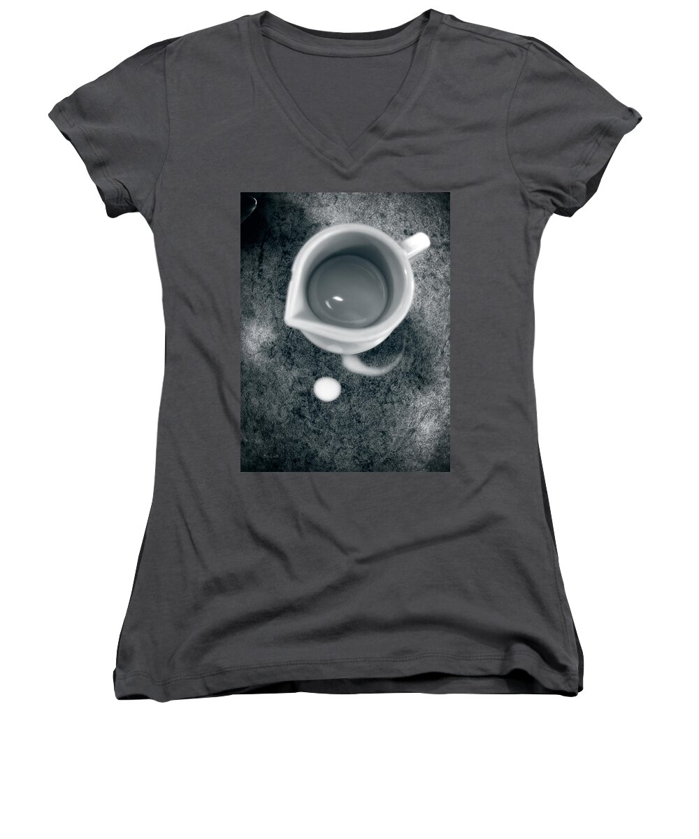 Coffee Women's V-Neck featuring the photograph No Cream For My Coffee by Bob Orsillo
