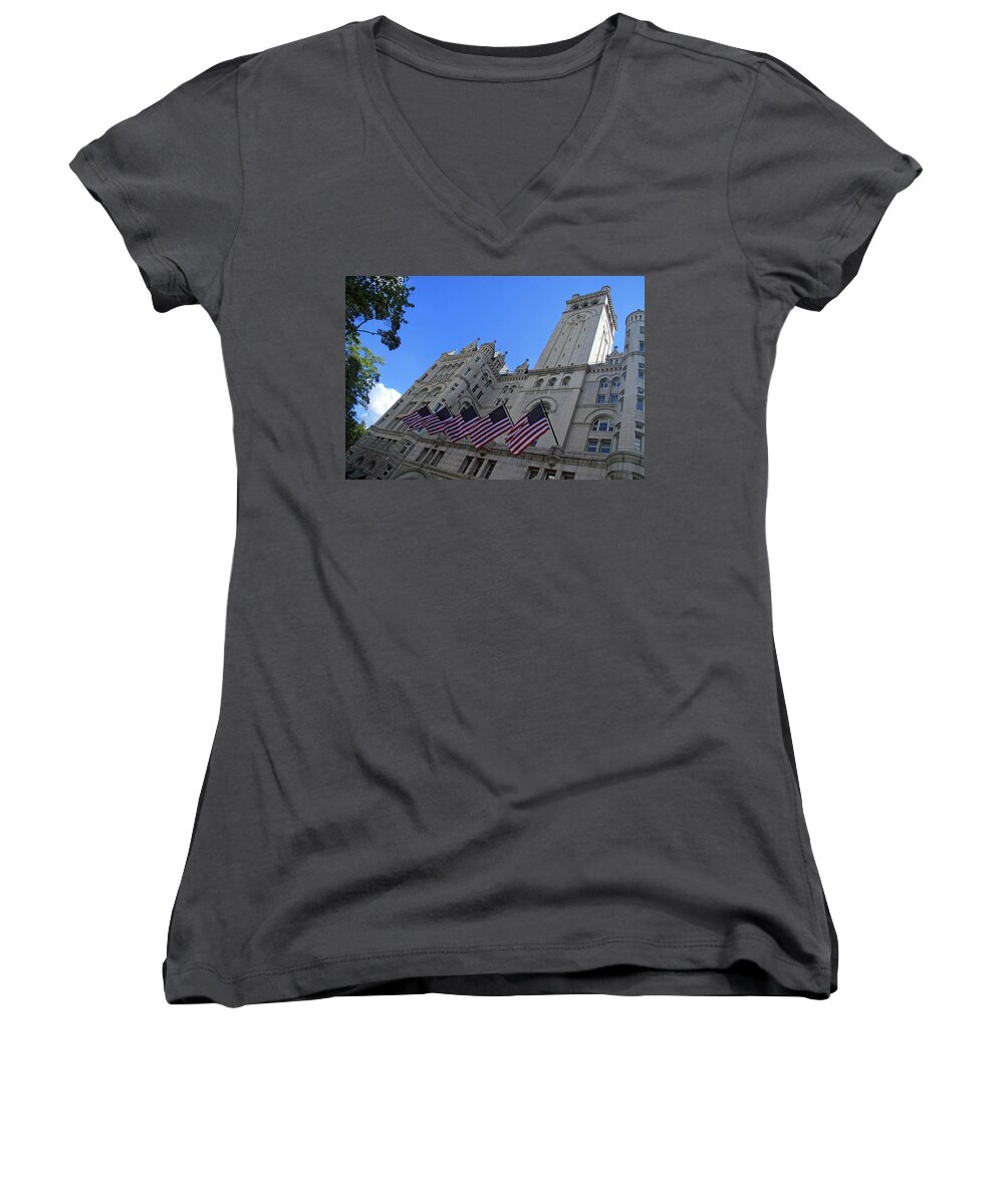 Old Post Office Women's V-Neck featuring the photograph The Old Post Office Or Trump Tower by Cora Wandel
