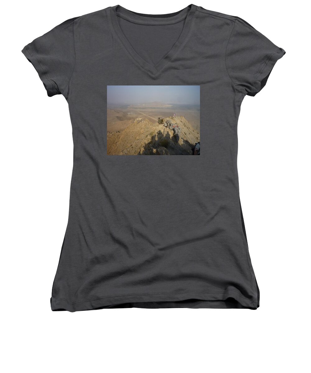 Mountain Women's V-Neck featuring the photograph On Top of a Mountain by Shea Holliman