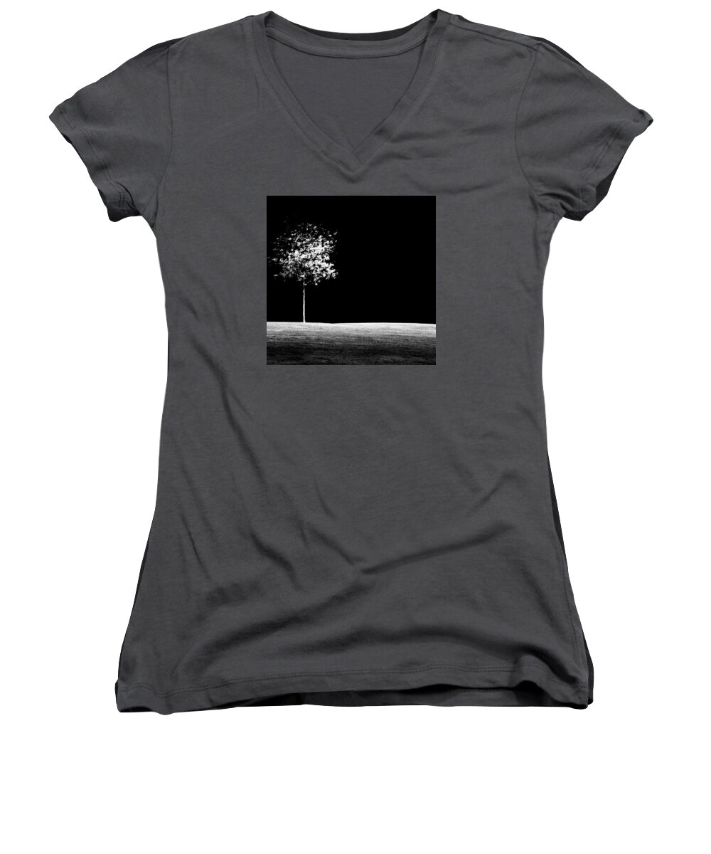 Tree Women's V-Neck featuring the photograph One Tree Hill by Darryl Dalton