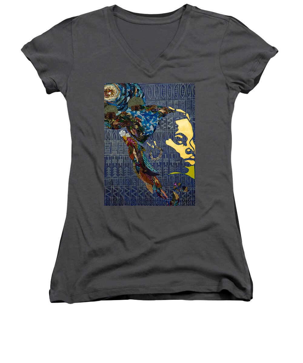 Profile Women's V-Neck featuring the tapestry - textile Ori Dreams of Home by Apanaki Temitayo M