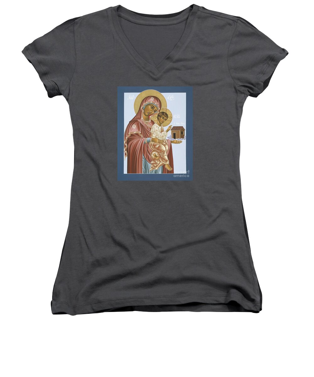 Icons Women's V-Neck featuring the painting Our Lady of Loretto 033 by William Hart McNichols