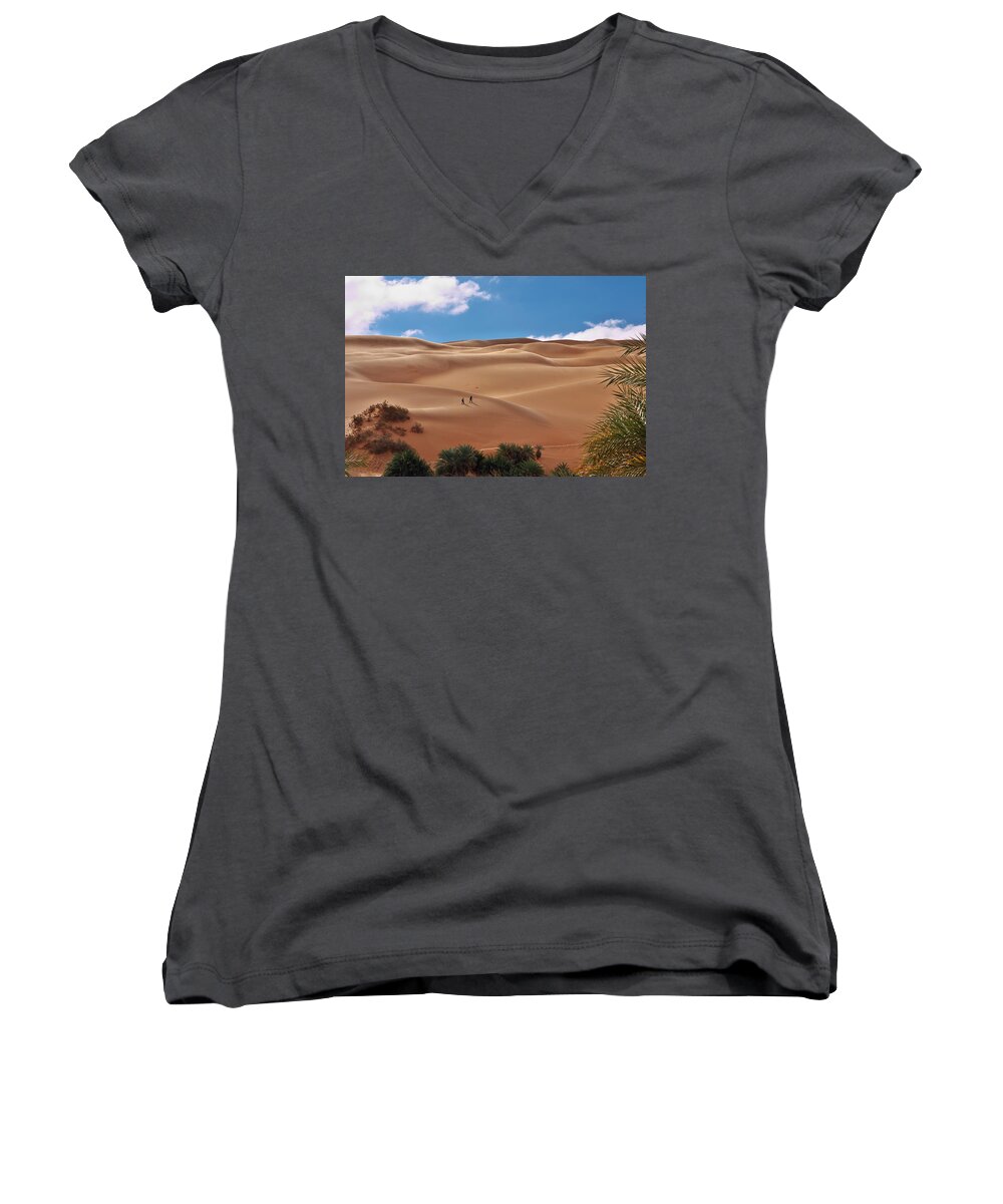 Palm Women's V-Neck featuring the photograph Over the dunes by Ivan Slosar